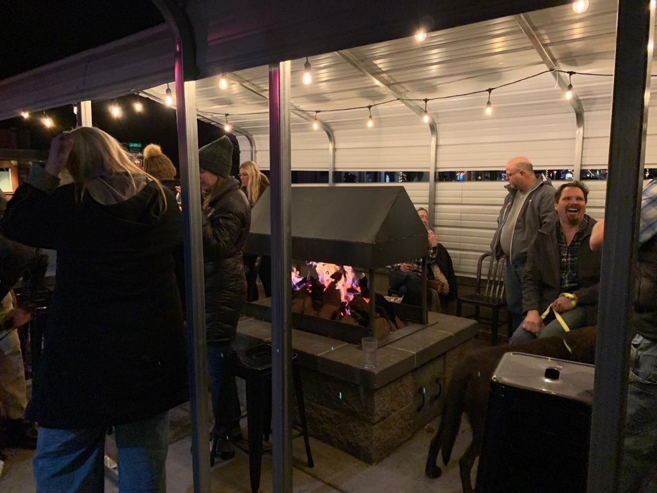 Guests gathered on the Odem's patio